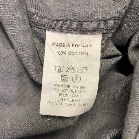 CO-OP Size M Grey Cotton Spread Collar Long Sleeve Shirt