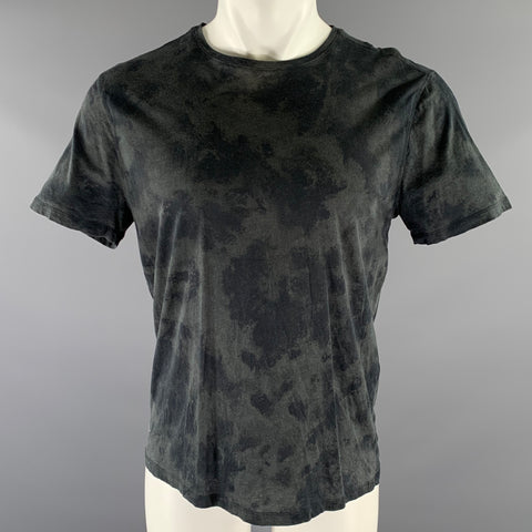 JOHN VARVATOS Size L Grey Black Tie Dye Cotton Crew-Neck T-shirt
