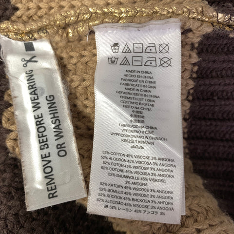 MICHAEL KORS Size XS Brown Gold Knit Cotton Viscose Angora Ribbed Sweater