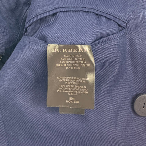 BURBERRY PRORSUM Spring 2015 Size 40 Navy Linen Trench Coat