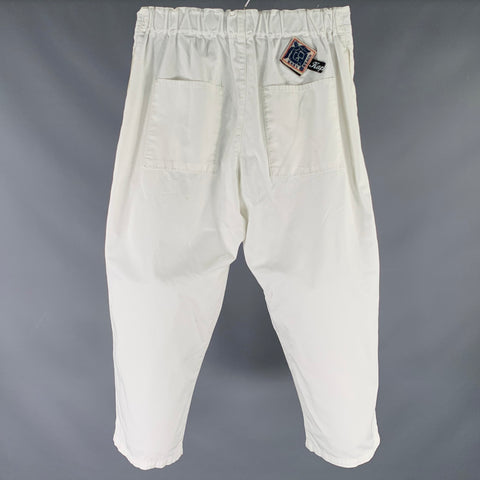 KAPITAL Size S -Easy Beach Go- White Cotton Drop Crotch Casual Pants