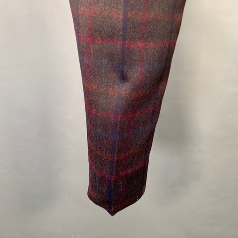 COMME des GARCONS HOMME DEUX Size M Brown Navy Red Plaid Polyester Tapered Dress Pants