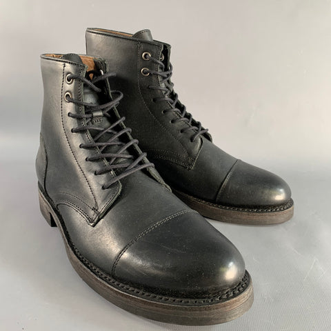 FRYE Size 8.5 Black Leather Lace Up Boots