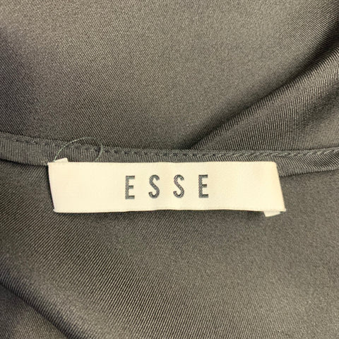 ESSE Size 8 Black Silk Ruched Long Sleeve Long Dress