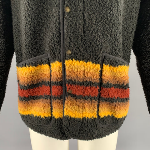 TAYLOR STITCH Size M Black Brown Acrylic Blend Sherpa Jacket