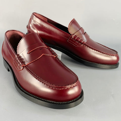 BURBERRY Size 9 Burgundy Leather Slip On Penny Loafers