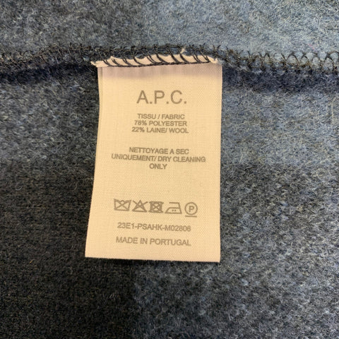 A.P.C. Size XXL Navy Blue Plaid Polyester Wool Shirt Jacket