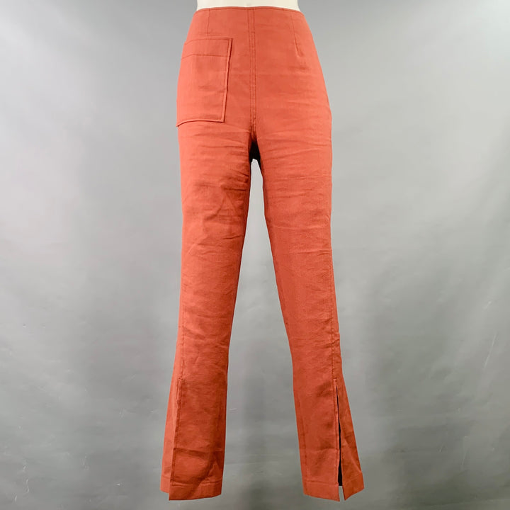 REJINA PYO Size 6 Brown Brick Linen Blend One Pocket Dress Pants