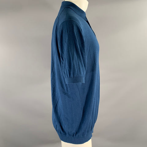 TODD SNYDER Size XL Blue Knit Cotton Polo