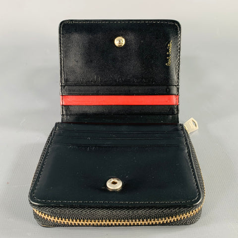 PAUL SMITH Black Red Heart Leather Wallet