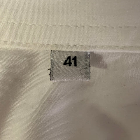 SANDRO Size M White Solid Cotton Pointed Collar Long Sleeve Shirt