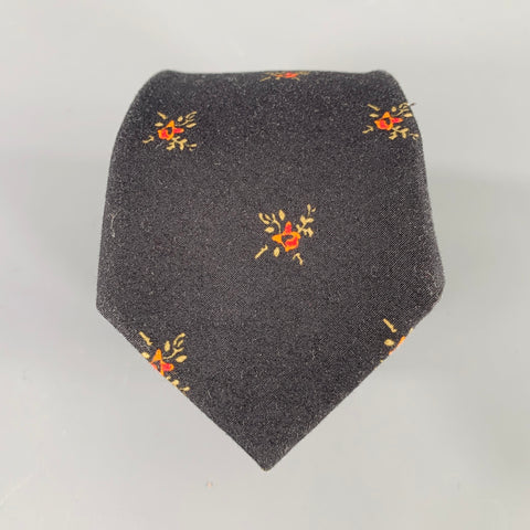 GIVENCHY Black Red Floral Cotton Tie