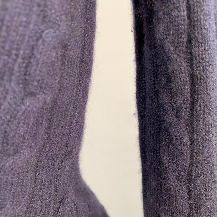 RALPH LAUREN Size S Navy Cashmere Cable Knit Slim Fit V-Neck Sweater