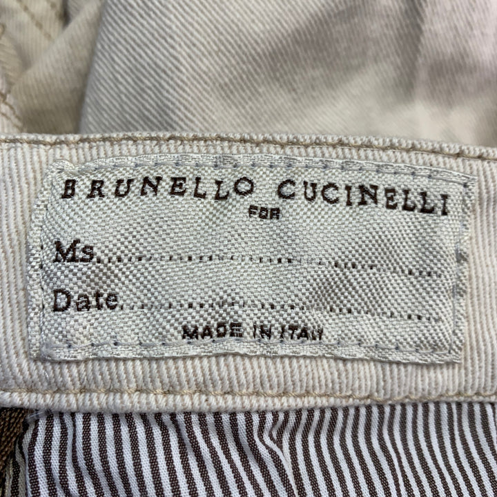 BRUNELLO CUCINELLI Size 10 Beige Cotton Blend Twill Monili Tapered Cuffed Casual Pants