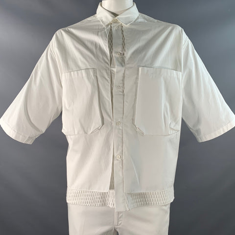 OAMC Size XXL White Mesh Cotton Two Pockets Short Sleeve Shirt