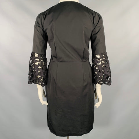 DRIES VAN NOTEN Size 10 Black Cotton Embroidered 3/4 Sleeves Dress – Sui Generis Designer Consignment