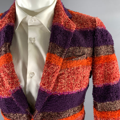 WALTER VAN BEIRENDONCK Size 36 Orange Purple Stripe Sport Coat