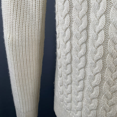 HAIDER ACKERMANN Size M Cream Cable Knit Cashmere Turtleneck Sweater
