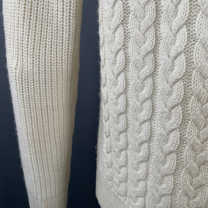 HAIDER ACKERMANN Size M Cream Cable Knit Cashmere Turtleneck Sweater