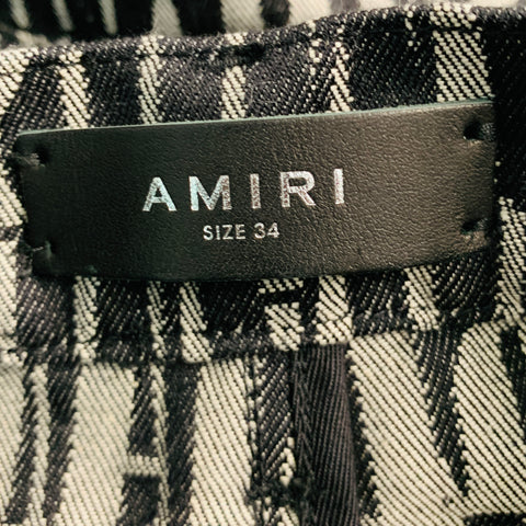 AMIRI Size 34 Black Grey Logo Cotton Jean Cut Wide Leg Casual Pants