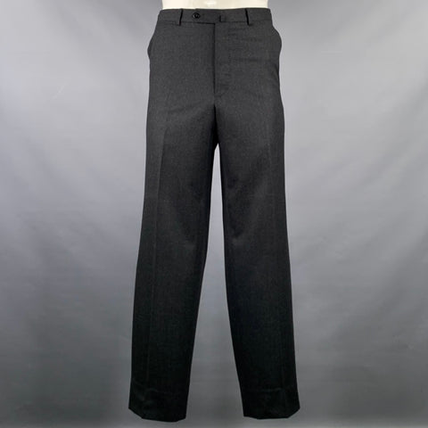 ERMENEGILDO ZEGNA Size 38 Grey Charcoal Wool Flat Front Dress Pants