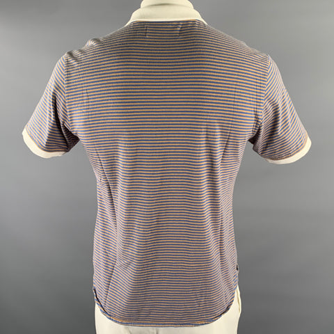 SHIPLEY and HALMOS Size XL Blue Orange White Stripe Cotton Ribbed Polo