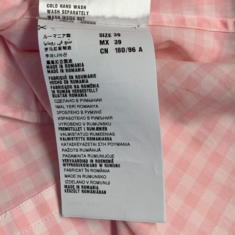 PRADA Size S Pink White Gingham Cotton One Pocket Long Sleeve Shirt