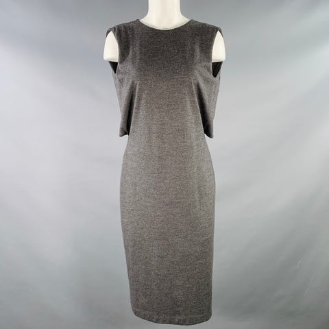 JIL SANDER Size 6 Heather Grey Jersey Sleeveless Tie Back Sheath Dress
