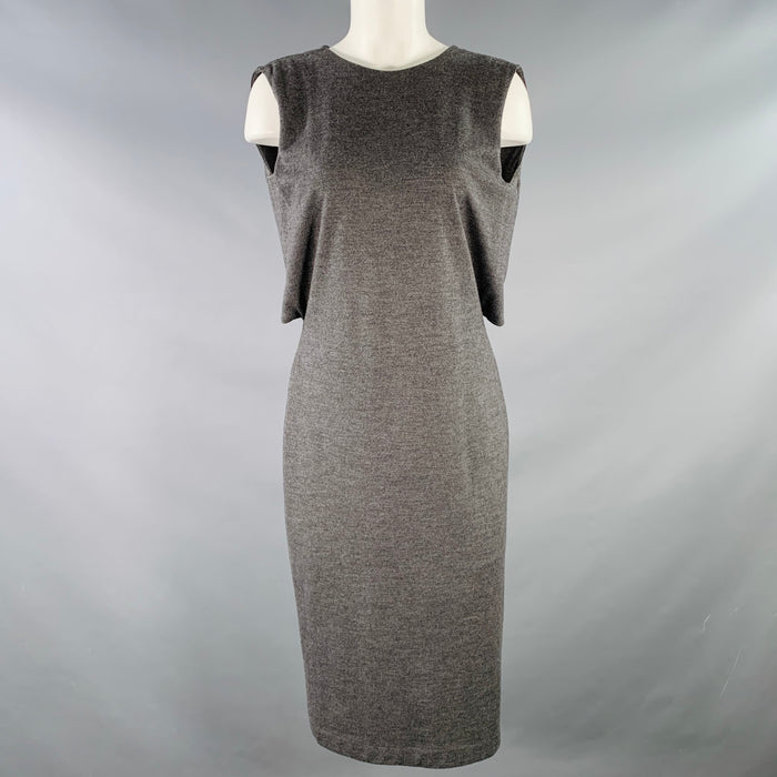 JIL SANDER Size 6 Heather Grey Jersey Sleeveless Tie Back Sheath Dress