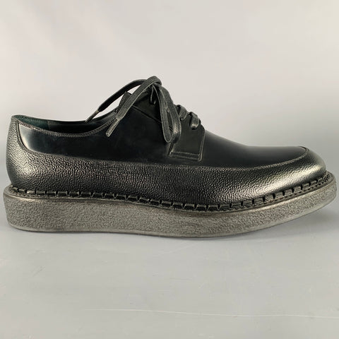 DIOR HOMME Size 10 Black Leather Creeper Lace-Up Shoes