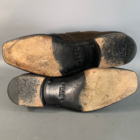 PRADA Size 8 Brown 2P 1403 Leather Monk Strap Loafers