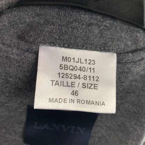 LANVIN Talla 36 Abrigo deportivo con solapa de muesca en mezcla de lana jaspeada negra gris oscuro