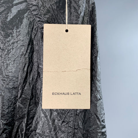 ECKHAUS LATTA Size 34 Black Wrinkled Nylon Pleated Wide Leg Baggy Casual Pants
