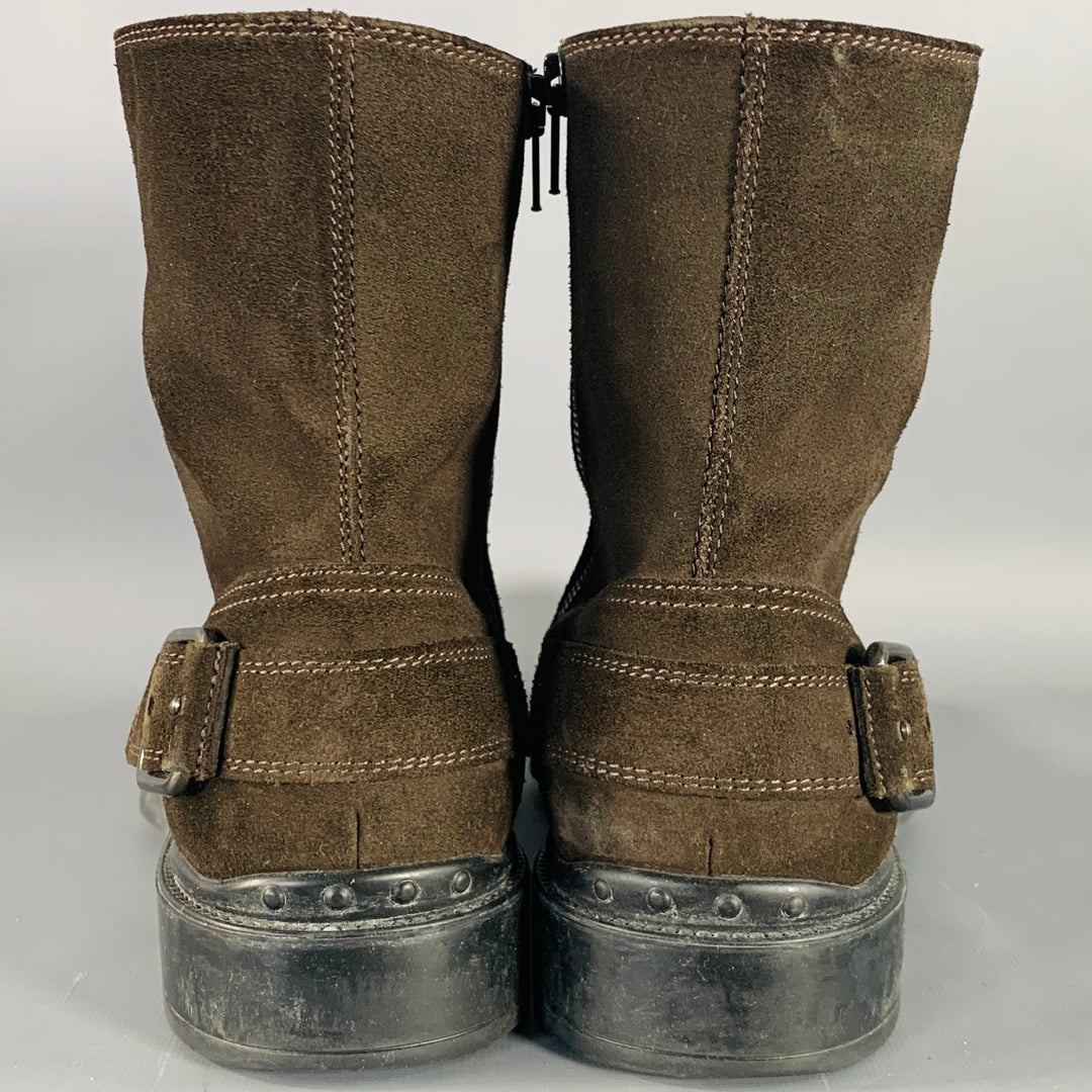 TOD'S Size 8 Brown Suede Side Zipper Ankle Boots