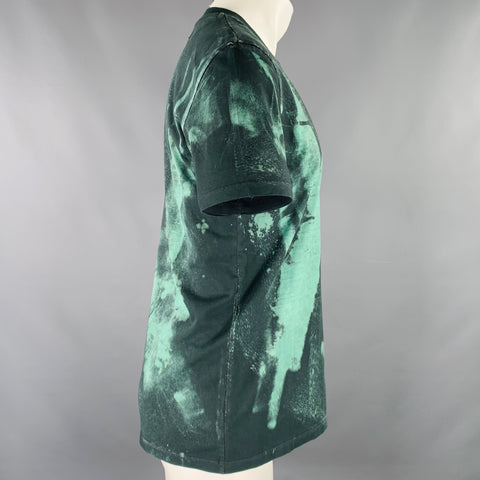 PREMIUM MOOD DENIM Size S Green Forest Green Dyed Cotton Crew-Neck T-shirt