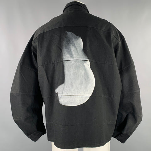 ALMOSTBLACK One Size Black Hand Painted Cotton Oversized Sport Coat