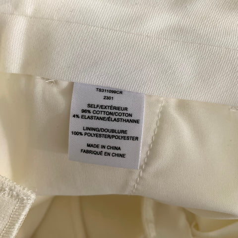 DEREK LAM Size 6 White Cotton Blend Straight leg Dress Pants