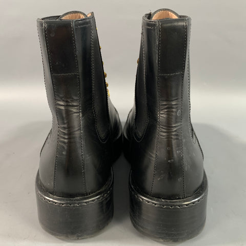 SALVATORE FERRAGAMO Size 9 Black Leather Cap Toe Boots