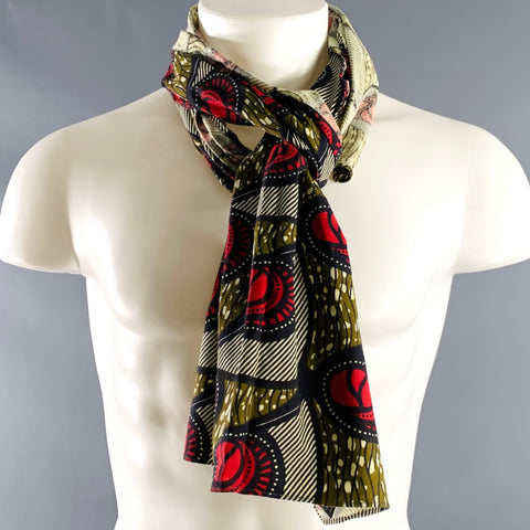 WOOLRICH Green Black Red Abstract Scarf