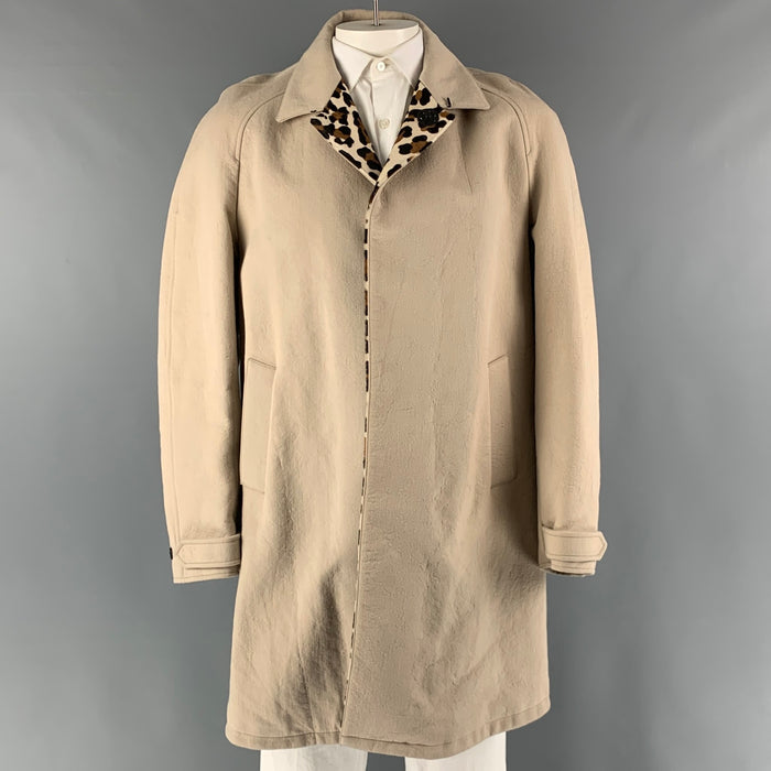 BURBERRY PRORSUM  Size 44 Beige Brown Mixed Fabrics Raglan Coat