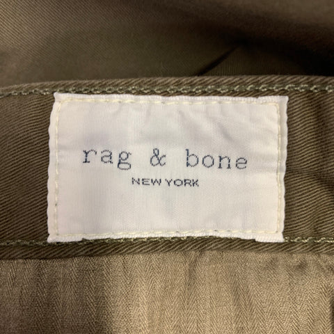 RAG & BONE Size 30 Green Olive Twill Cotton Polyurethane Zip Fly Casual Pants