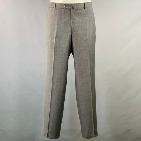 ISAIA Size 46 Regular Grey Slate Wool Notch Lapel Suit