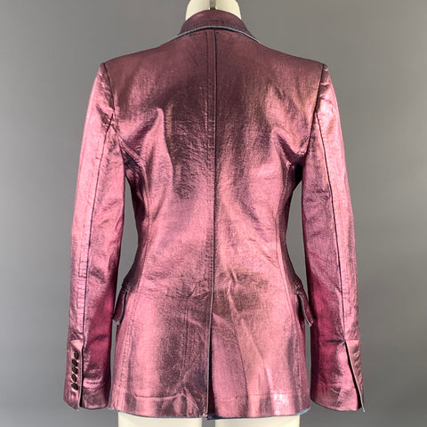 TOM FORD Size XS Pink Denim Metallic Peak Lapel Jacket Indoor Blazer