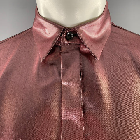 ROBERTO CAVALLI Size S Pink Metallic Polyester Blend Long Sleeve Shirt