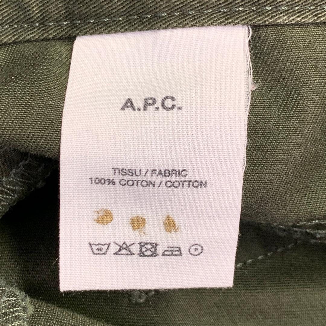 A.P.C. Size 30 Green Cotton Baggy Five Pockets Jeans