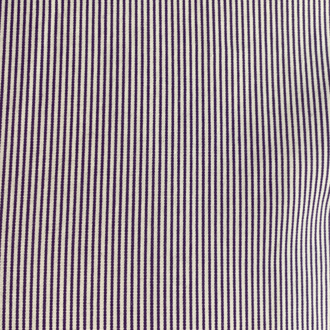 RALPH LAUREN Size M Purple White Stripe Cotton Curved Cutaway Long Sleeve Shirt