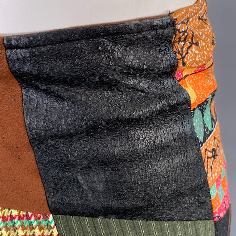 TODD OLDHAM Size 6 Multi Color Wool Blend Patchwork Tapered Casual Pants
