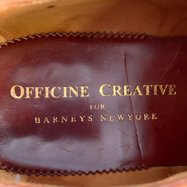 OFFICINE CREATIVE Size 9 Brown Leather Slip On Lace-Up Shoes