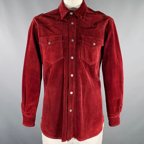 VERSACE JEANS COUTURE Size XL Burgundy Suede Western Shirt Jacket