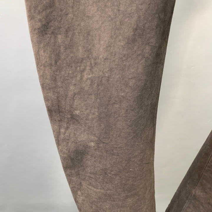 ATTACHMENT Size 34 Brown Cotton Blend Side Tabs Straight Casual Pants